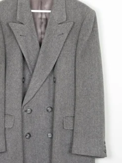 Men's Cashmere Double Breasted Vintage Grey Coat M