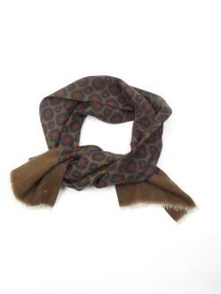 Mens Classic Vintage Green Printed Cravat Style Scarf