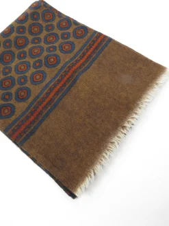 Mens Classic Vintage Green Printed Cravat Style Scarf