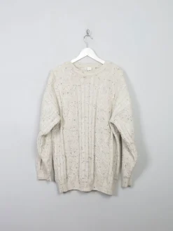 Men's Cream Vintage Cable Knit Jumper M/L