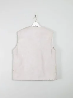 Mens Cream/Grey Sheepskin Gilet M