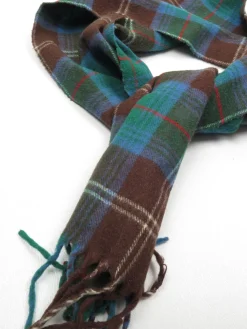 Men's Green & Brown Tartan Wool Scarf