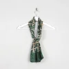 Men's Green Satin Graphic Print Scarf