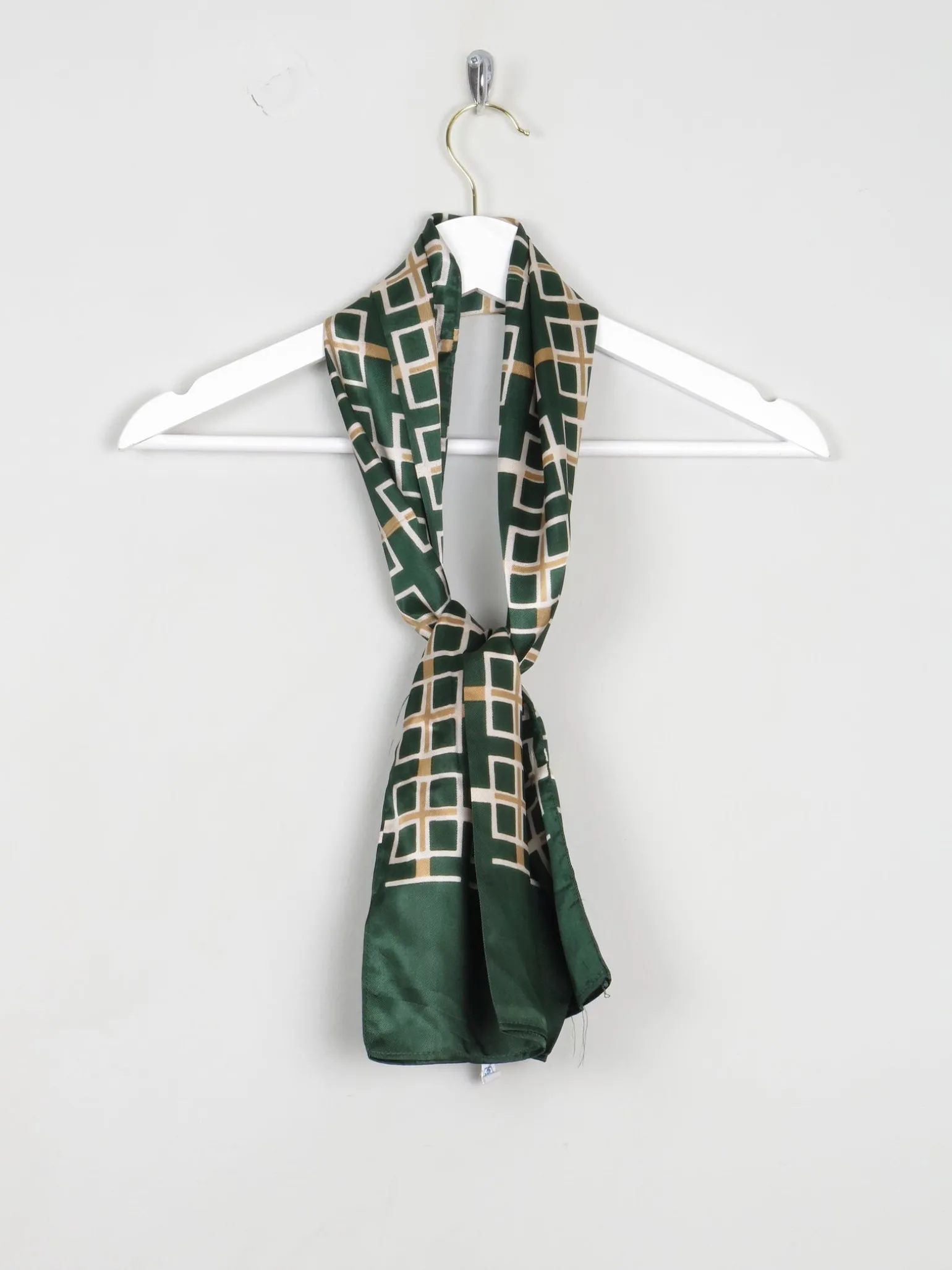 Men's Green Satin Graphic Print Scarf