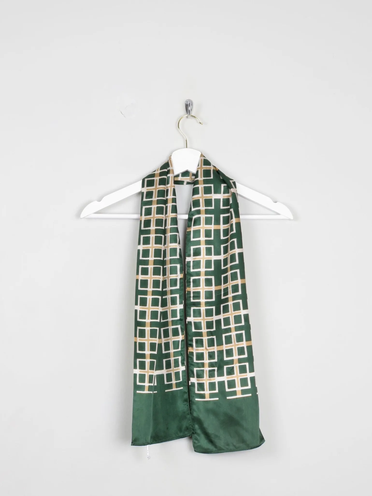 Men's Green Satin Graphic Print Scarf