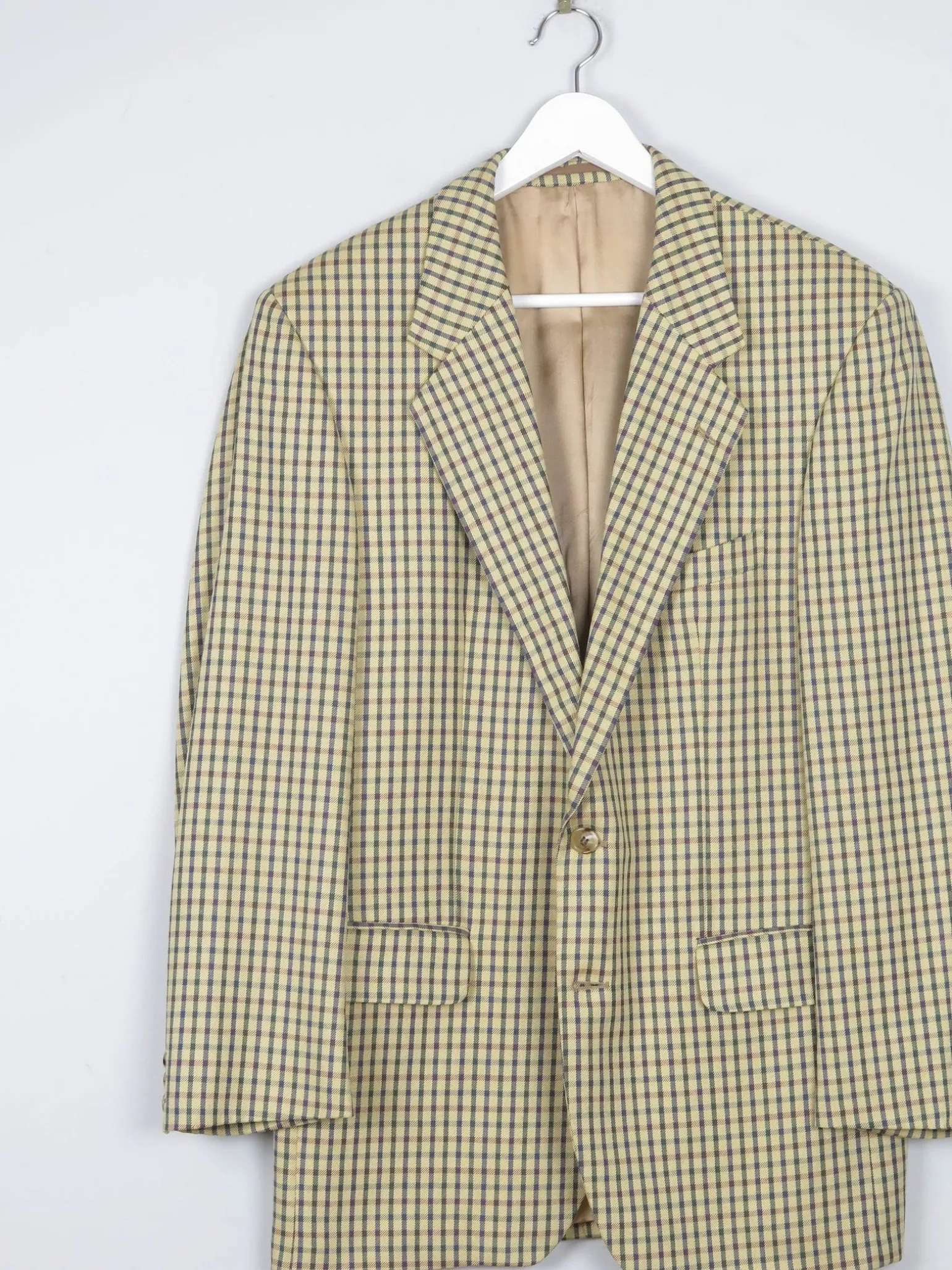 Men’s Louis Copeland Mustard Check Wool Vintage Jacket 42”
