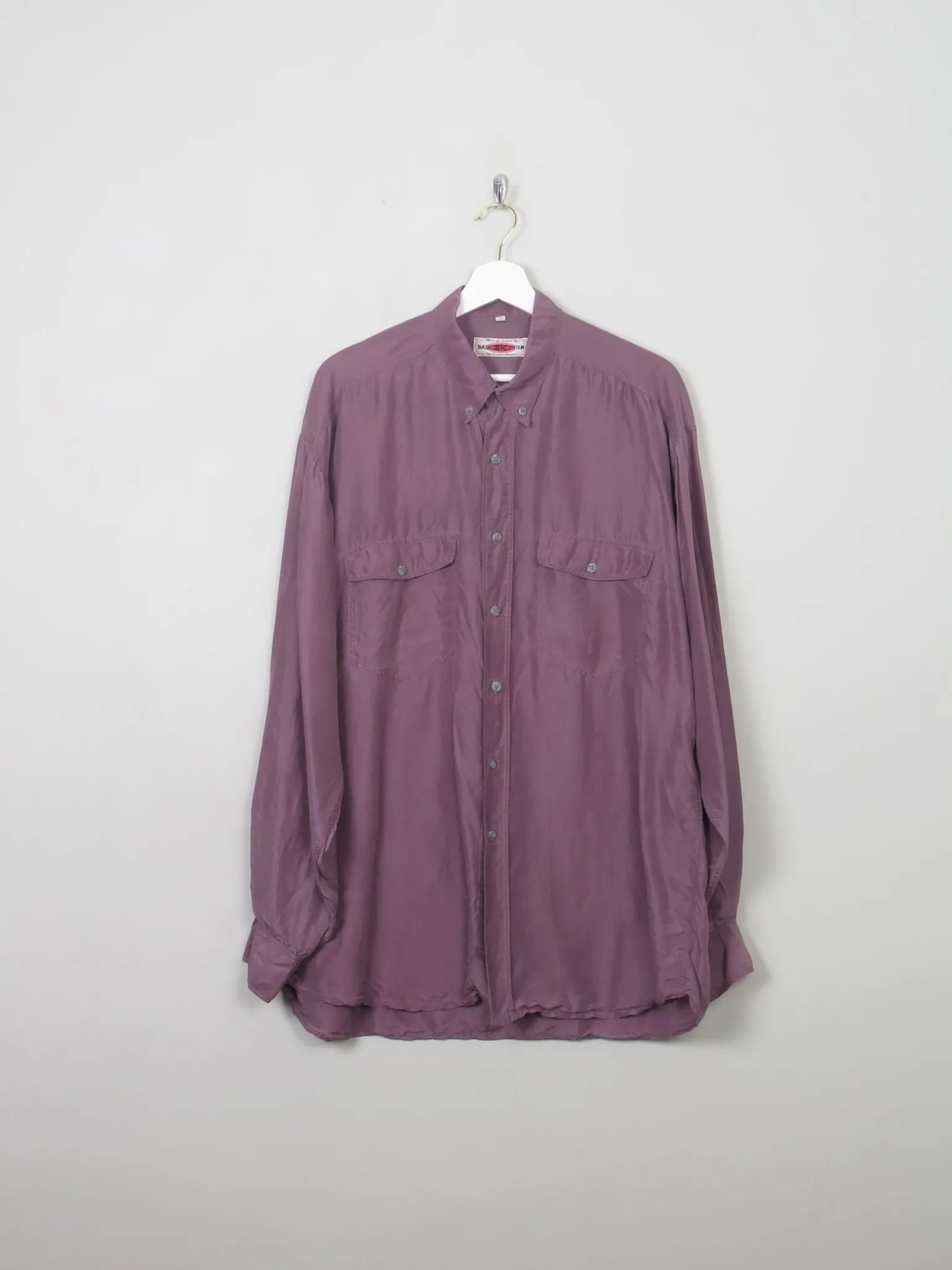 Men's Mauve Vintage Silk Shirt L