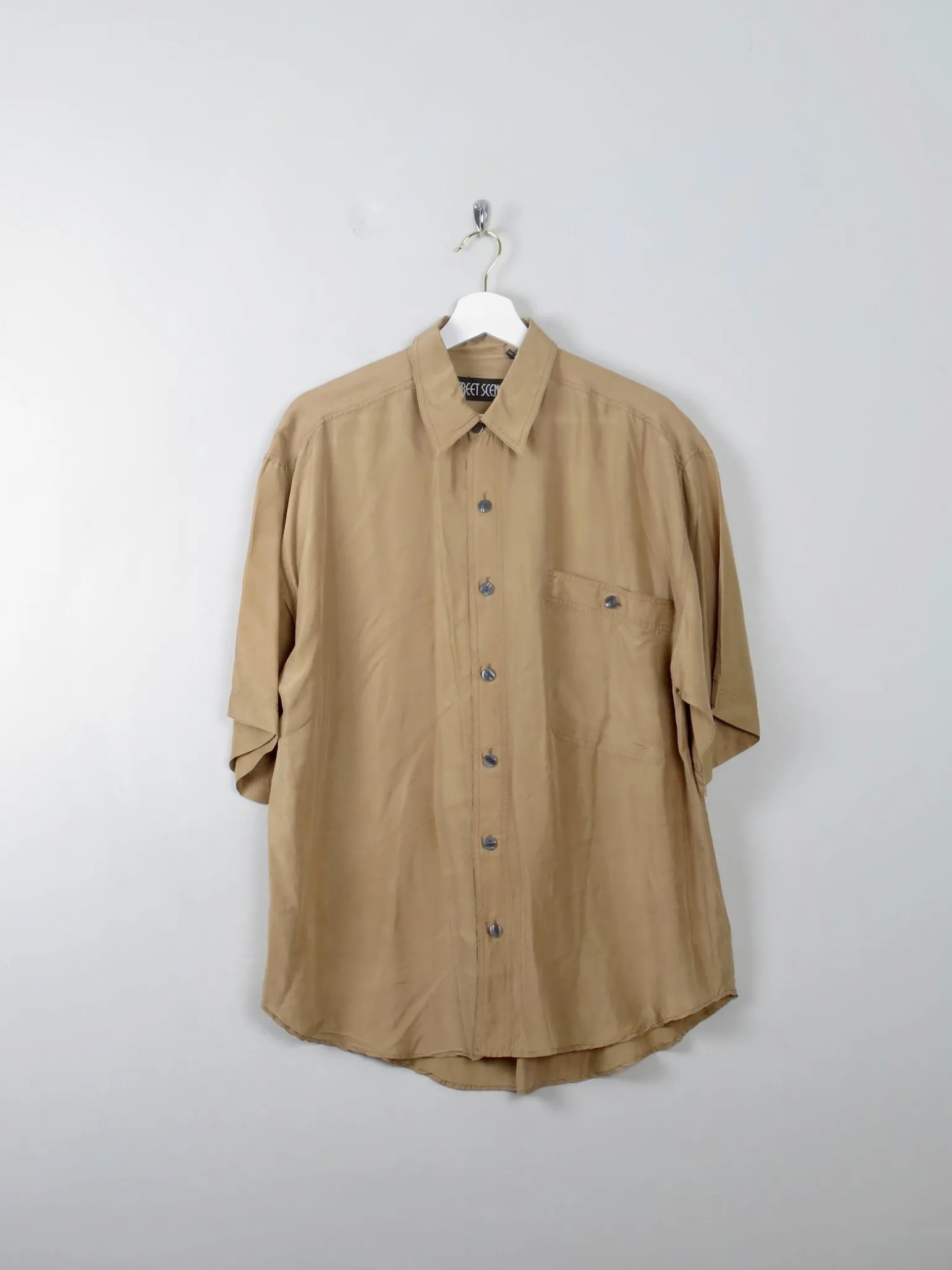 Men's Mustard Vintage Silk Shirt M