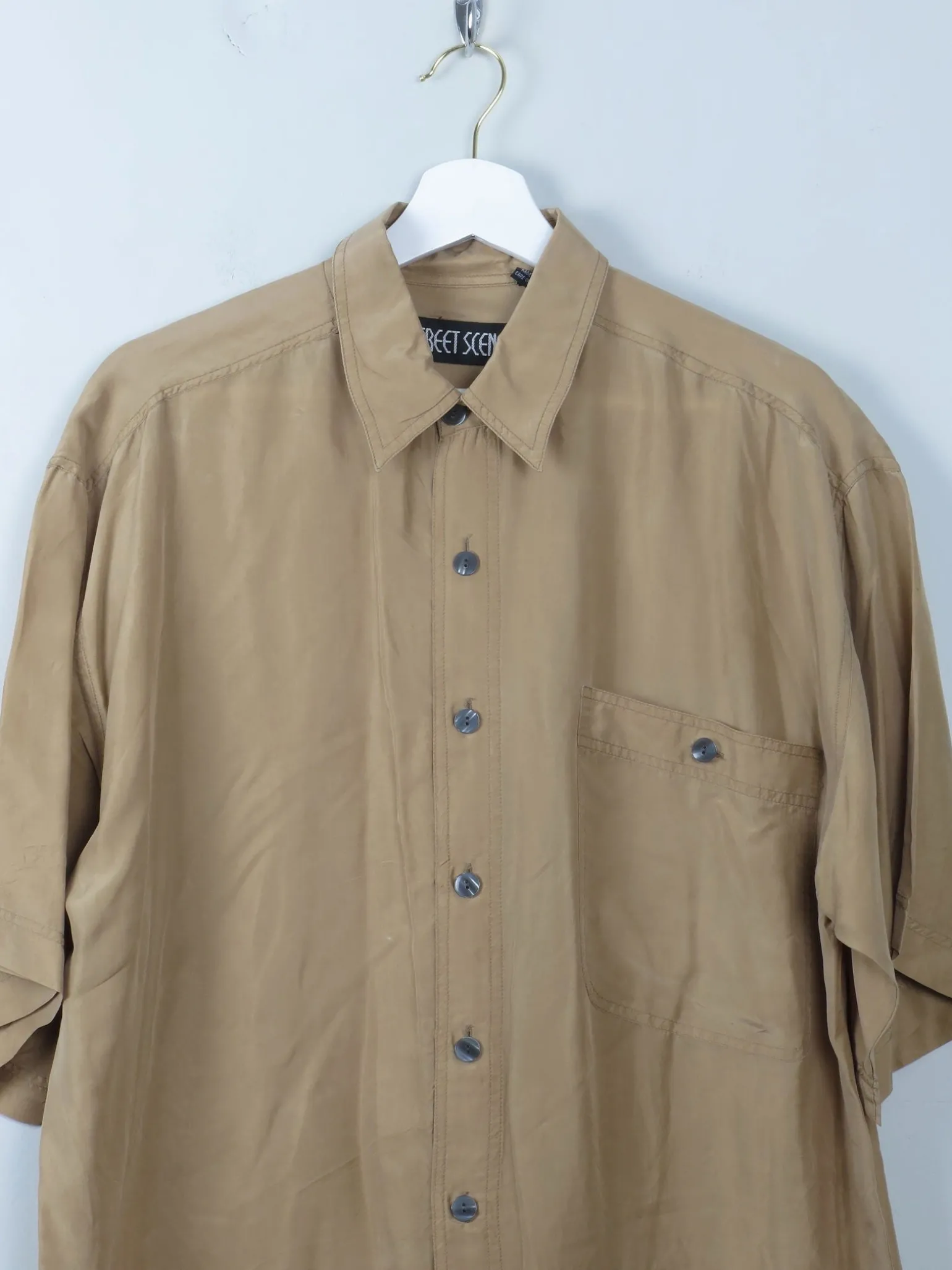 Men's Mustard Vintage Silk Shirt M