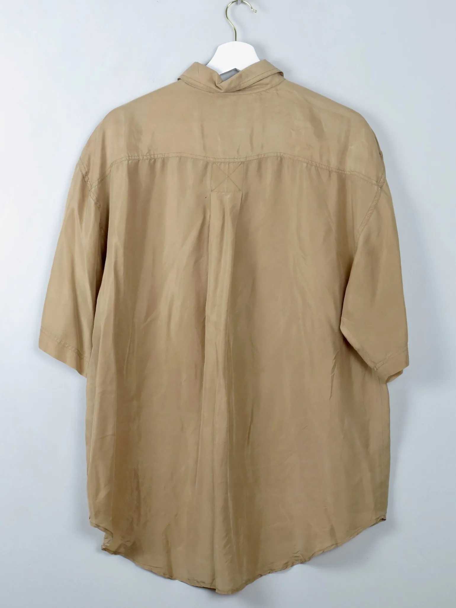 Men's Mustard Vintage Silk Shirt M