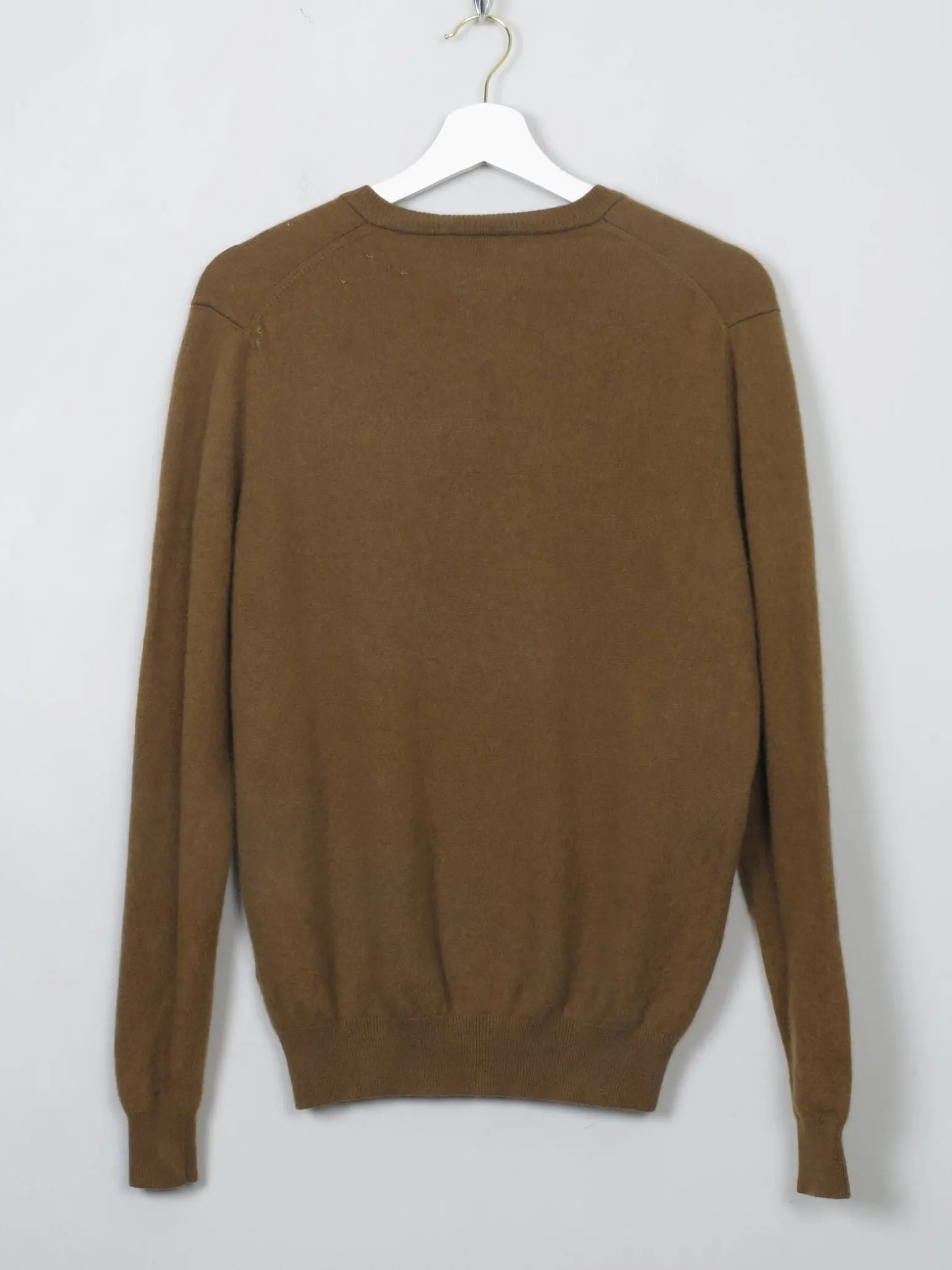 Men's Mustard/Green Cashmere V- Neck Jumper S/M