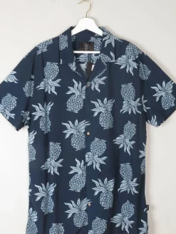Men's Navy Pineapple Shirt New L/XL