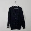 Men's Navy Printed Vintage V- Neck Jumper XL