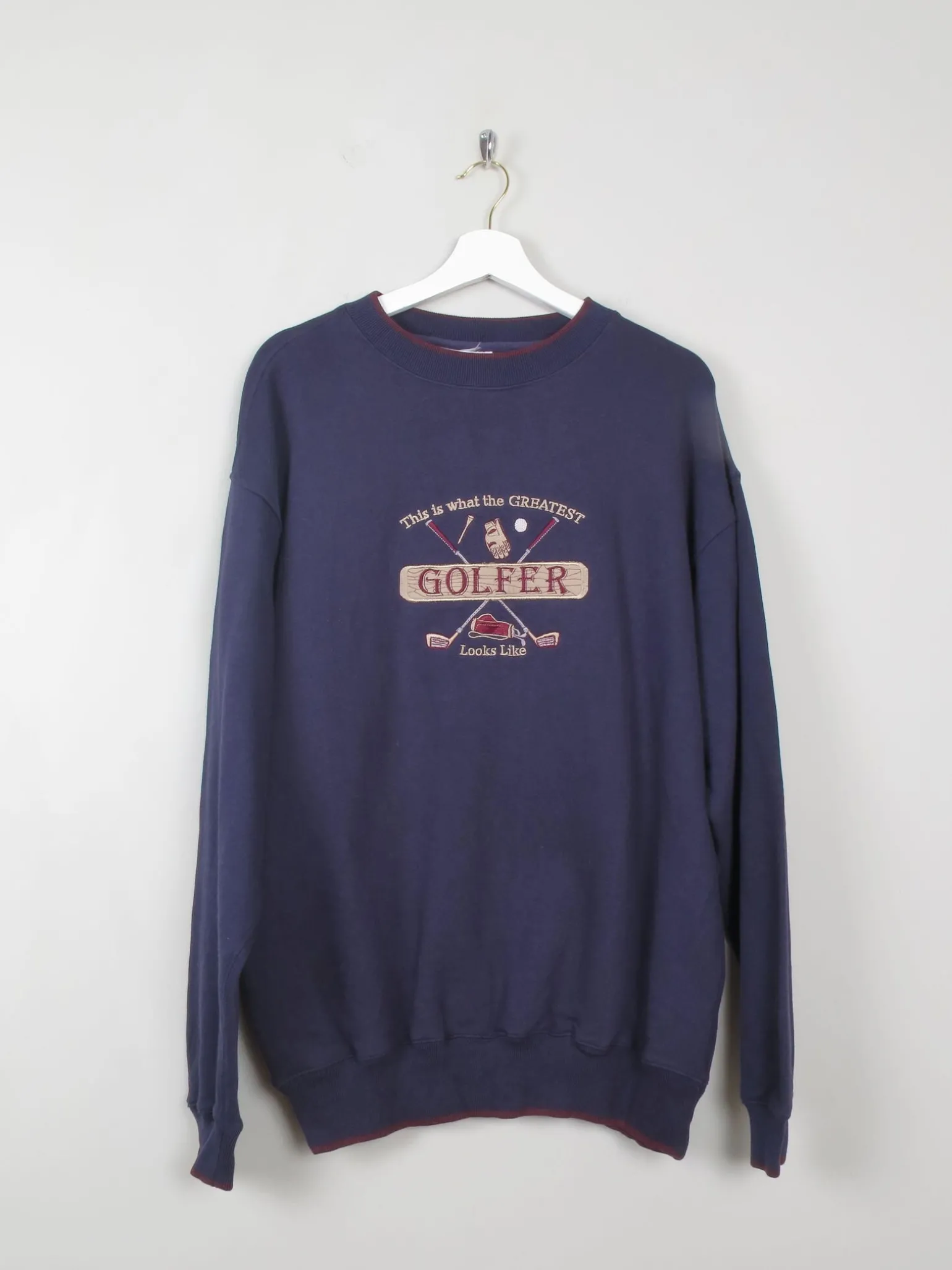 Mens Navy Vintage Embroidered Golfer Sweatshirt M