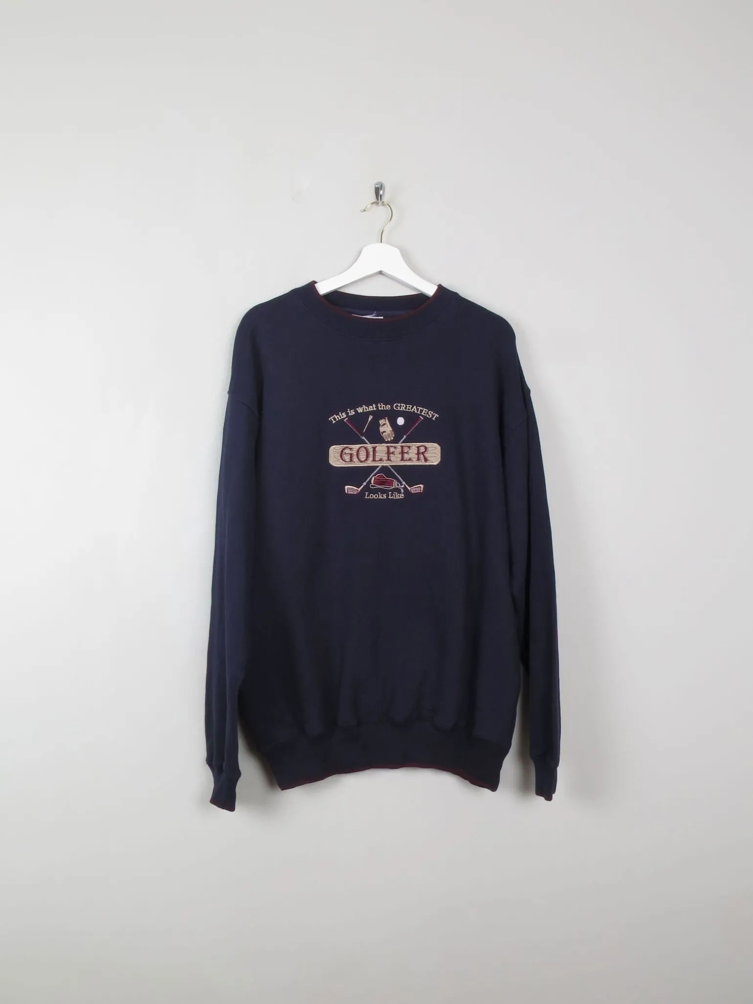 Mens Navy Vintage Embroidered Golfer Sweatshirt M
