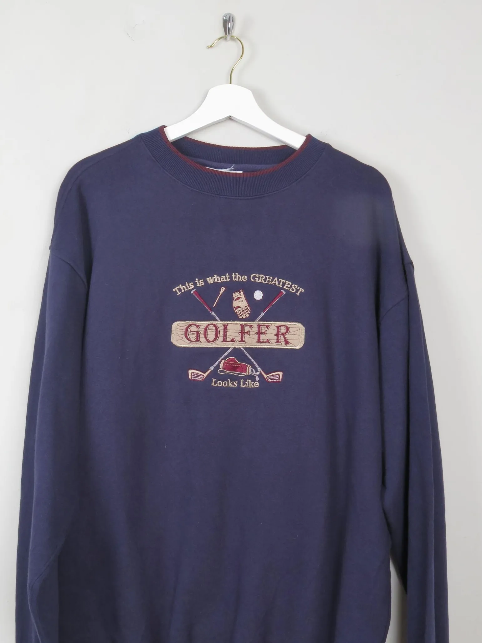 Mens Navy Vintage Embroidered Golfer Sweatshirt M
