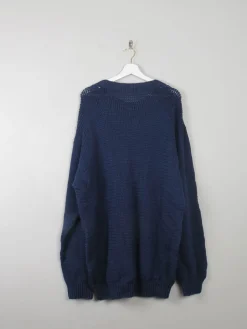 Men's Navy Vintage Jumper Hand-knit  XXL