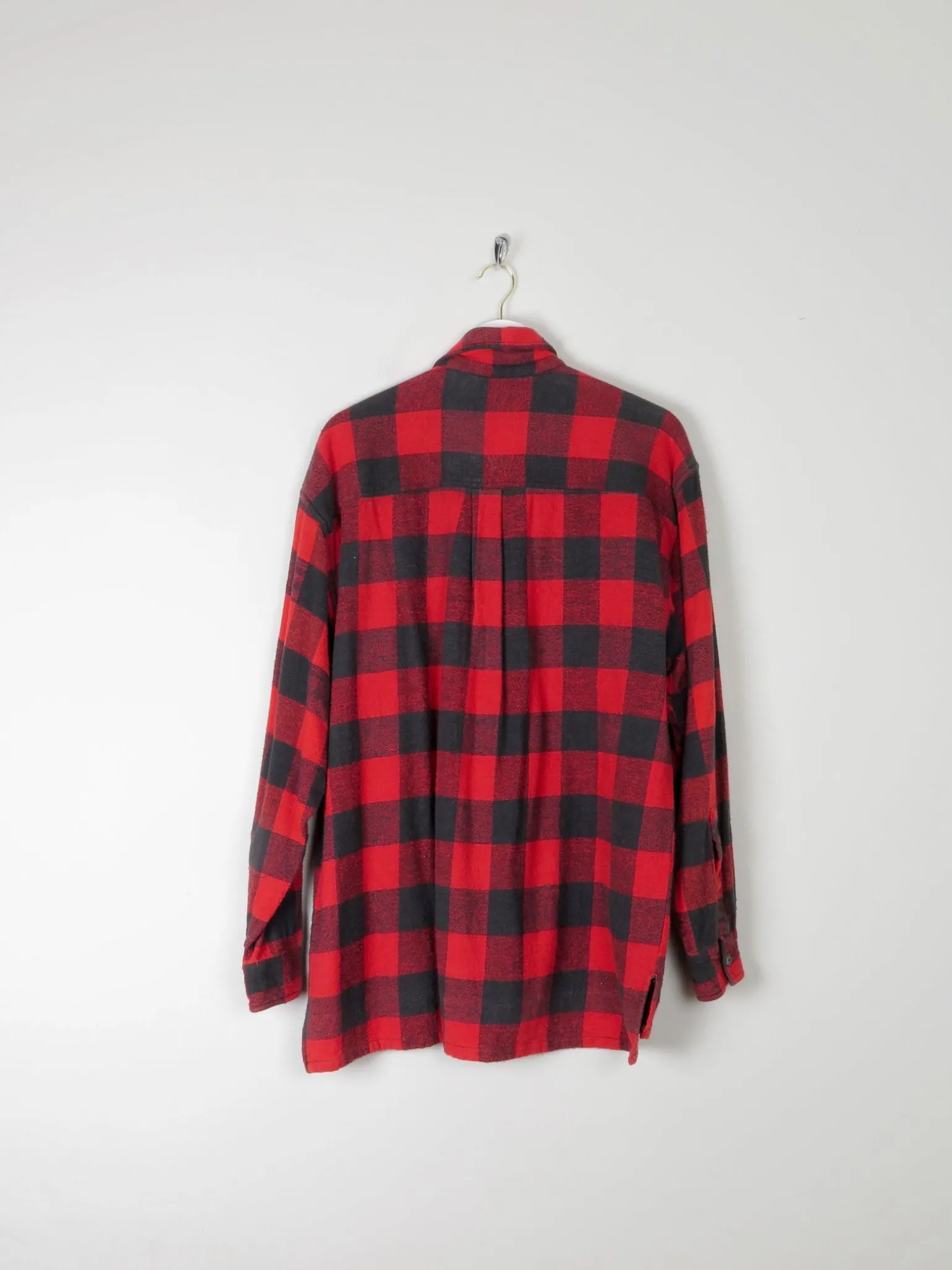 Men's Red & Black Vintage Flannel Shirt With Zip L