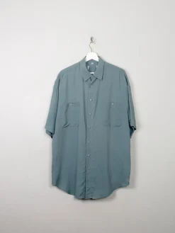 Men's Sage Green Vintage Silk Shirt L