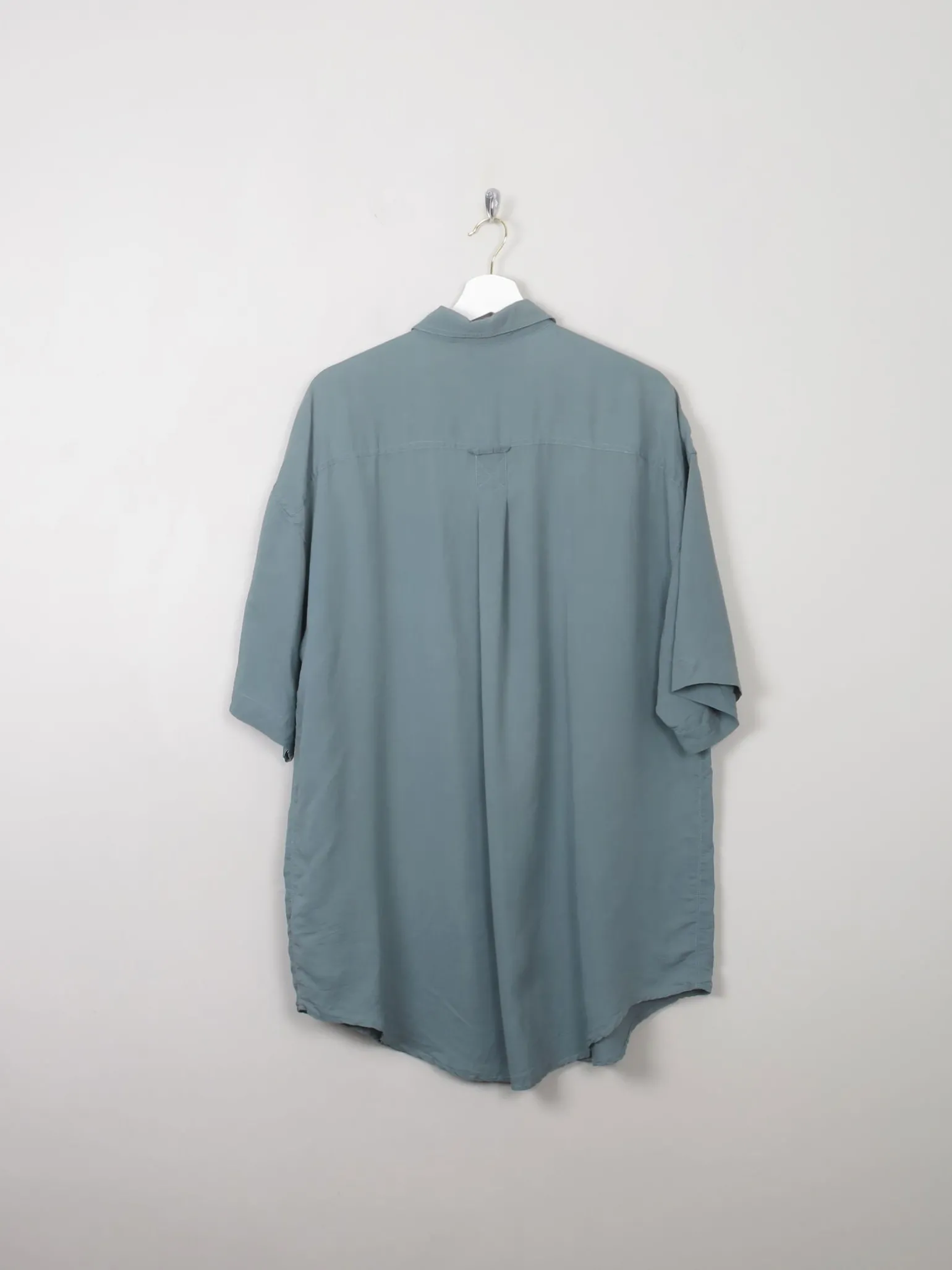 Men's Sage Green Vintage Silk Shirt L
