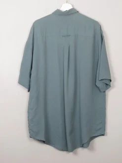 Men's Sage Green Vintage Silk Shirt L