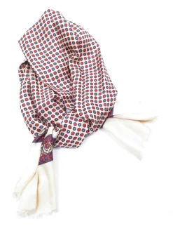 Men's Silk Cream/Blue/Red Vintage Scarf