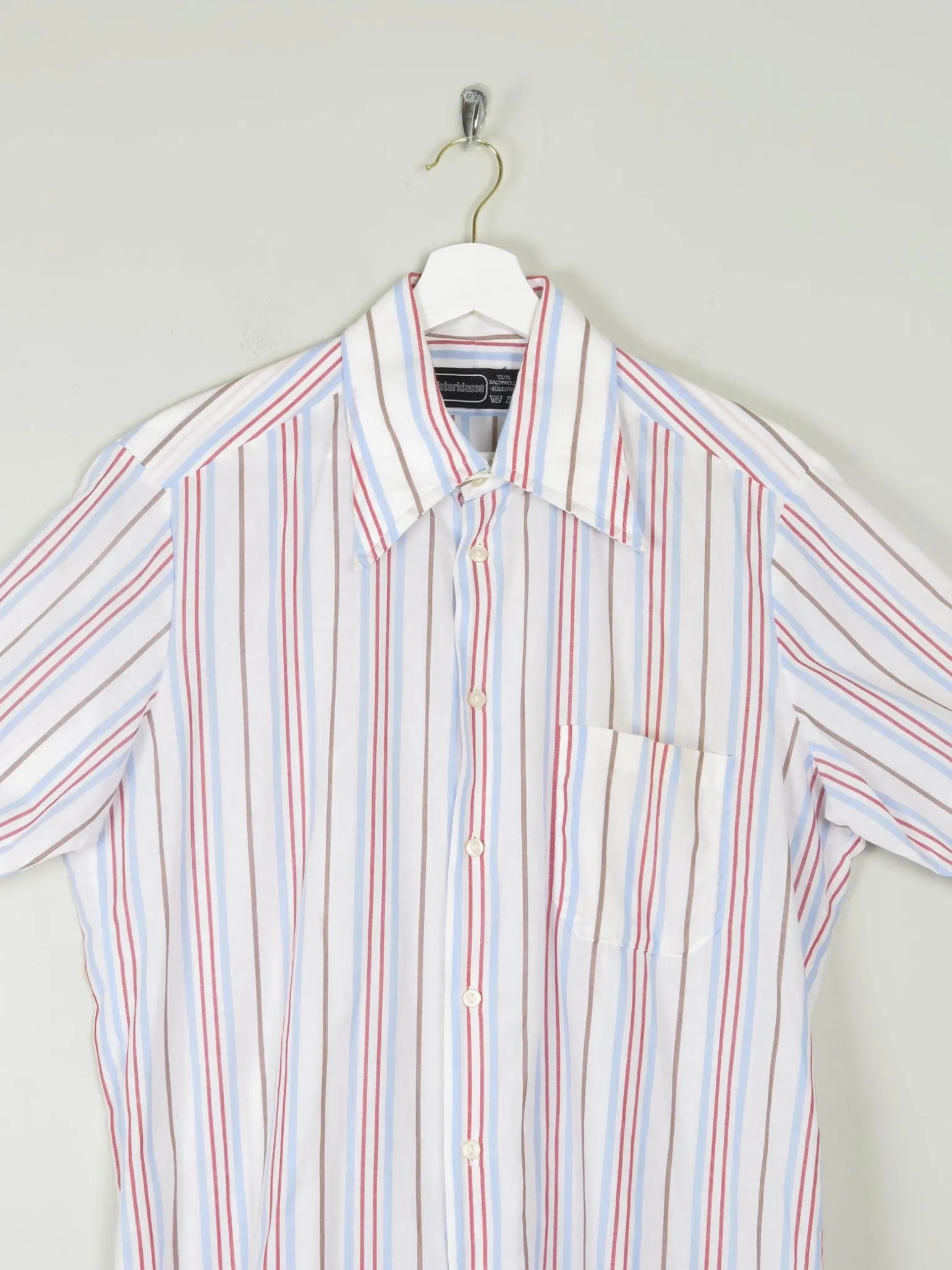 Men's Striped Vintage Short Sleeve Shirt L