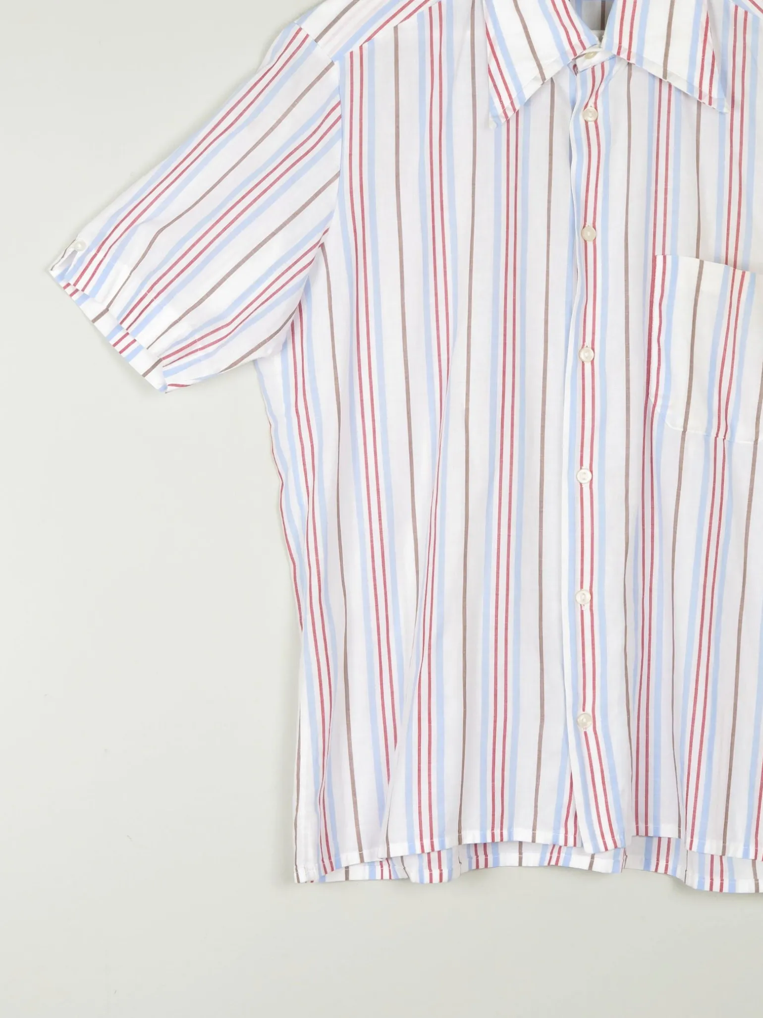 Men's Striped Vintage Short Sleeve Shirt L