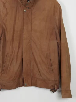 Men's Suede Vintage Jacket Rust With Zip M