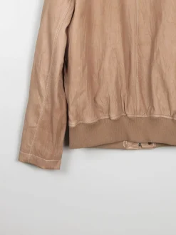 Men's Tan Vintage Leather Bomber Style Jacket L