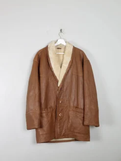 Men's Tan Vintage Shearling Short Coat L/XL
