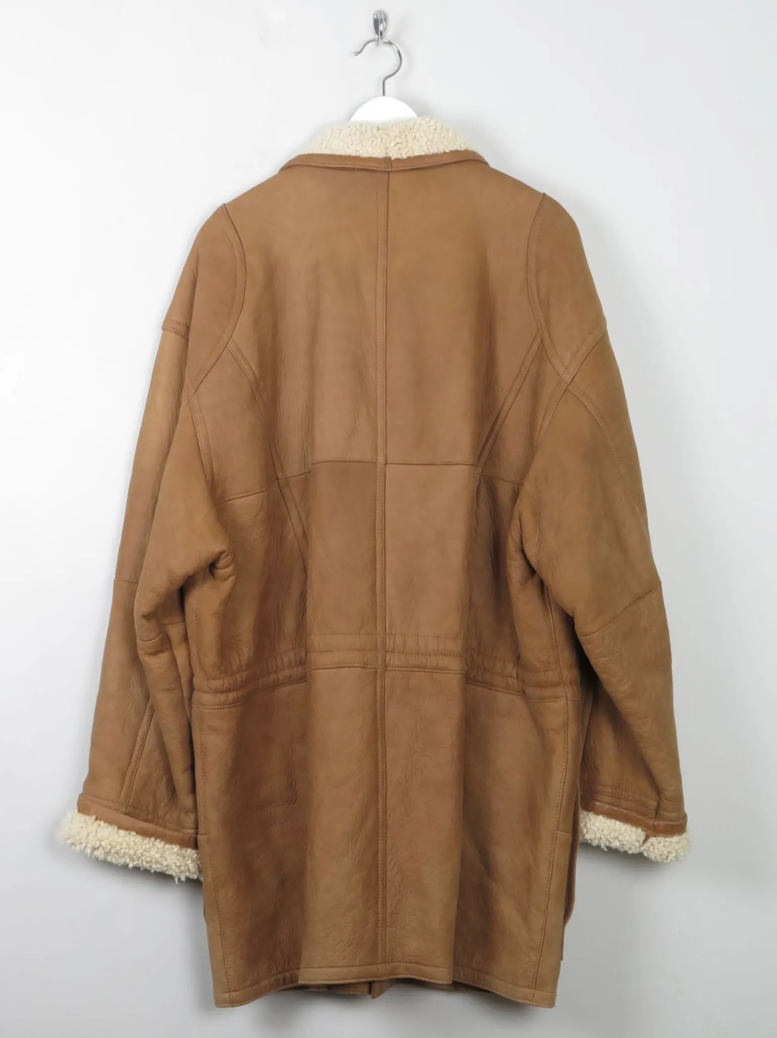 Men's Tan Vintage Shearling Sheepskin Parka L/XL