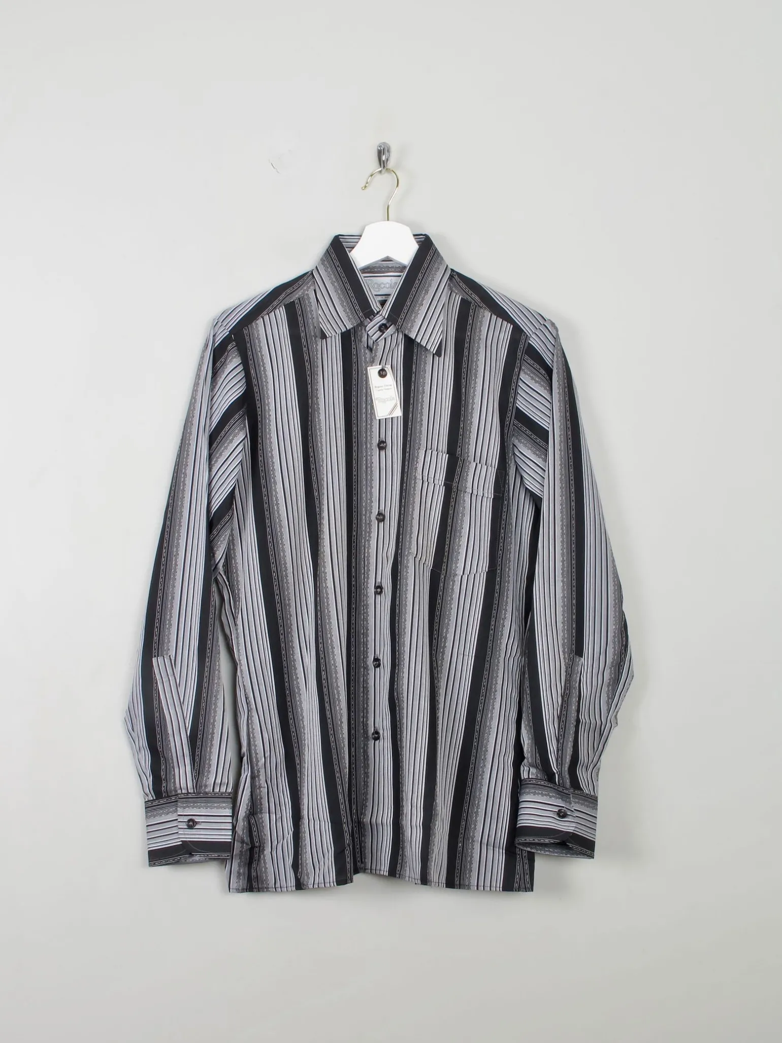 Men's Unworn Vintage Shirt 1970s Striped Rocola 15"/38