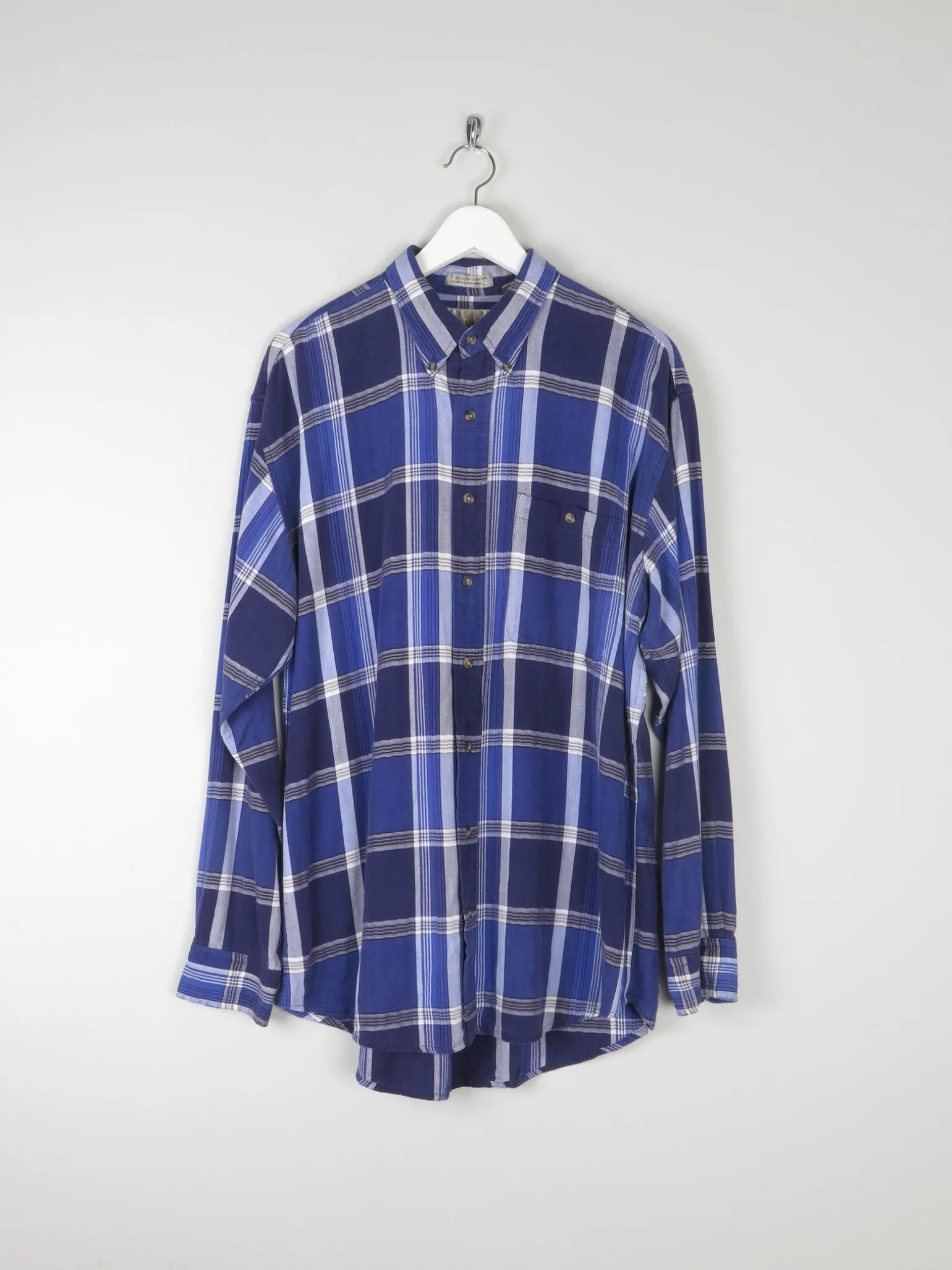 Men's Vintage Bill Blass Bright Blue Check Shirt L