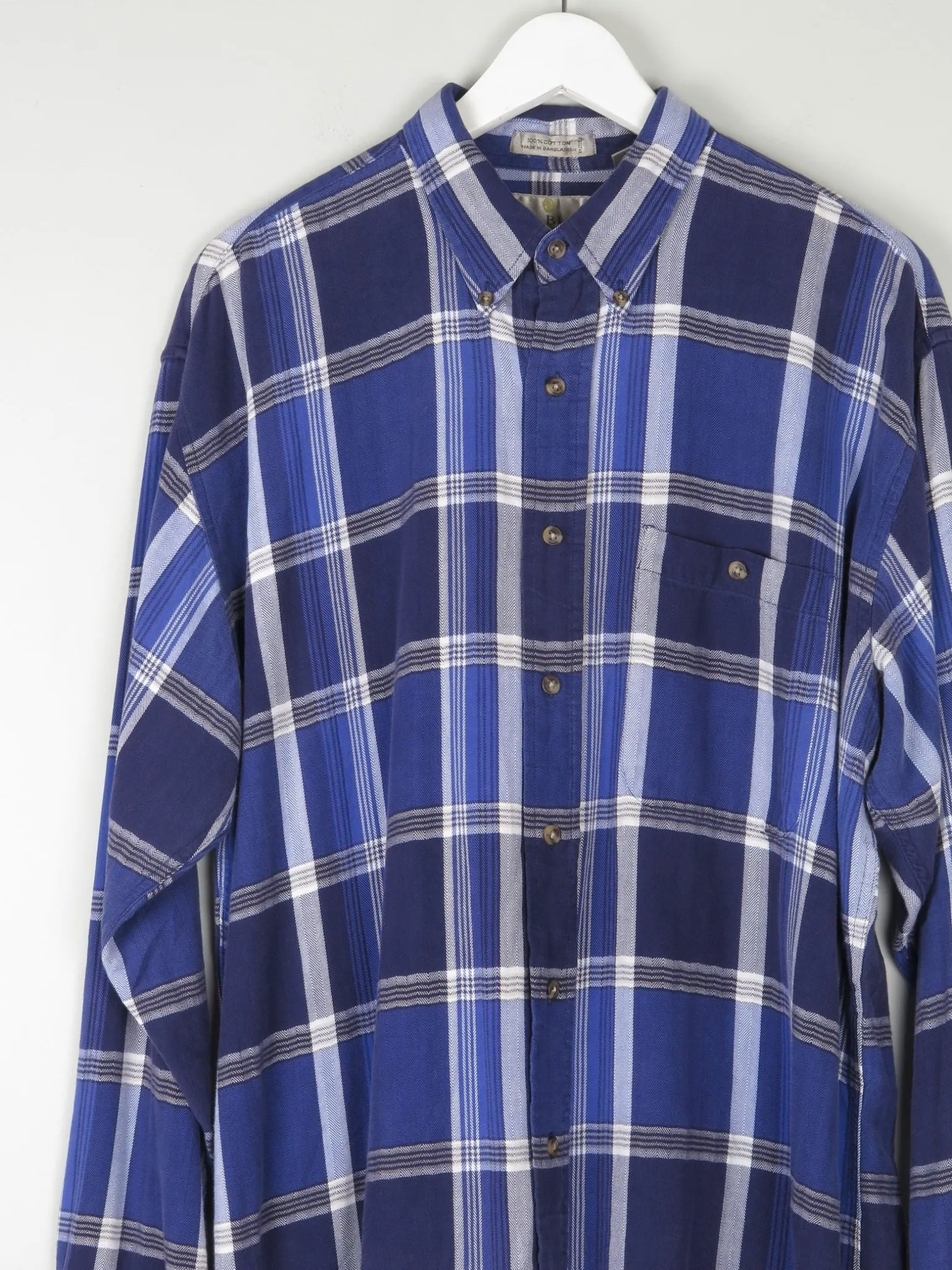 Men's Vintage Bill Blass Bright Blue Check Shirt L