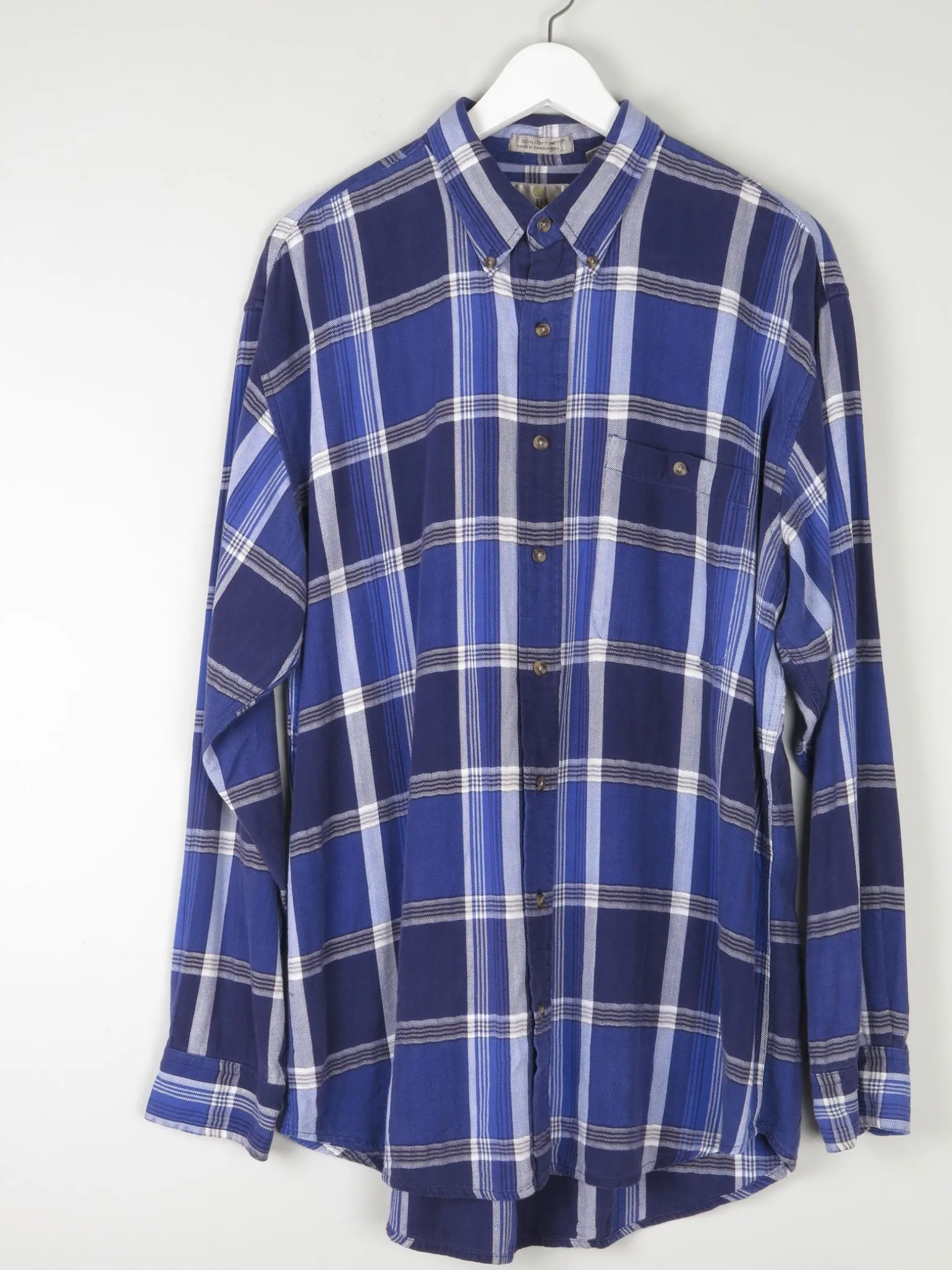 Men's Vintage Bill Blass Bright Blue Check Shirt L