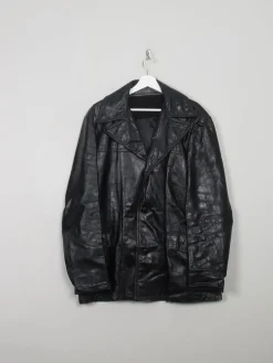 Men's Vintage Black Leather Jacket L