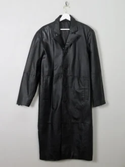 Men's Vintage Black Leather Coat L/XL