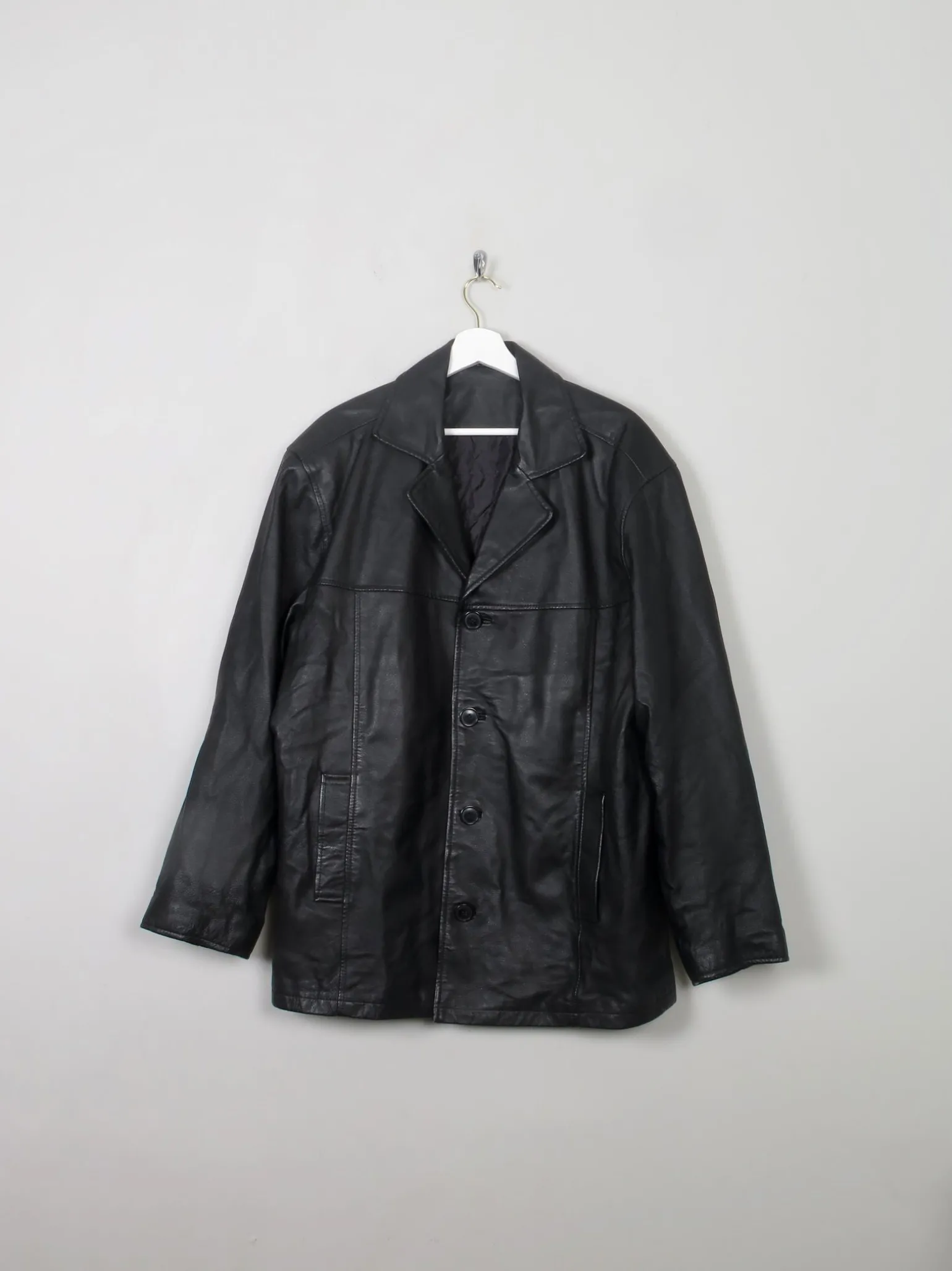 Men's Vintage Black Leather Jacket L