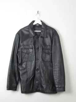 Men's Vintage Black Leather Jacket M