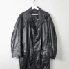 Men's Vintage Black Leather Coat  M