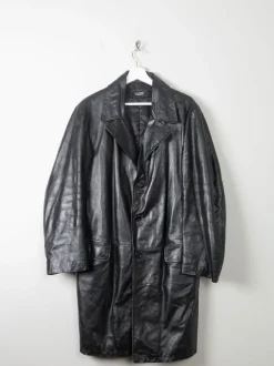 Men's Vintage Black Leather Coat  M
