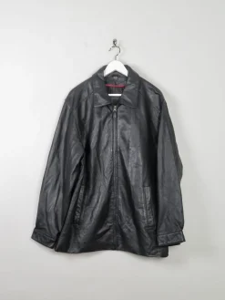 Men's Vintage Black Leather Jacket With Zip L/XL