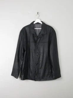 Men's Vintage Black Leather Jacket M Relaxed Fit
