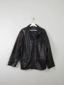 Men's Vintage Black Leather Jacket M