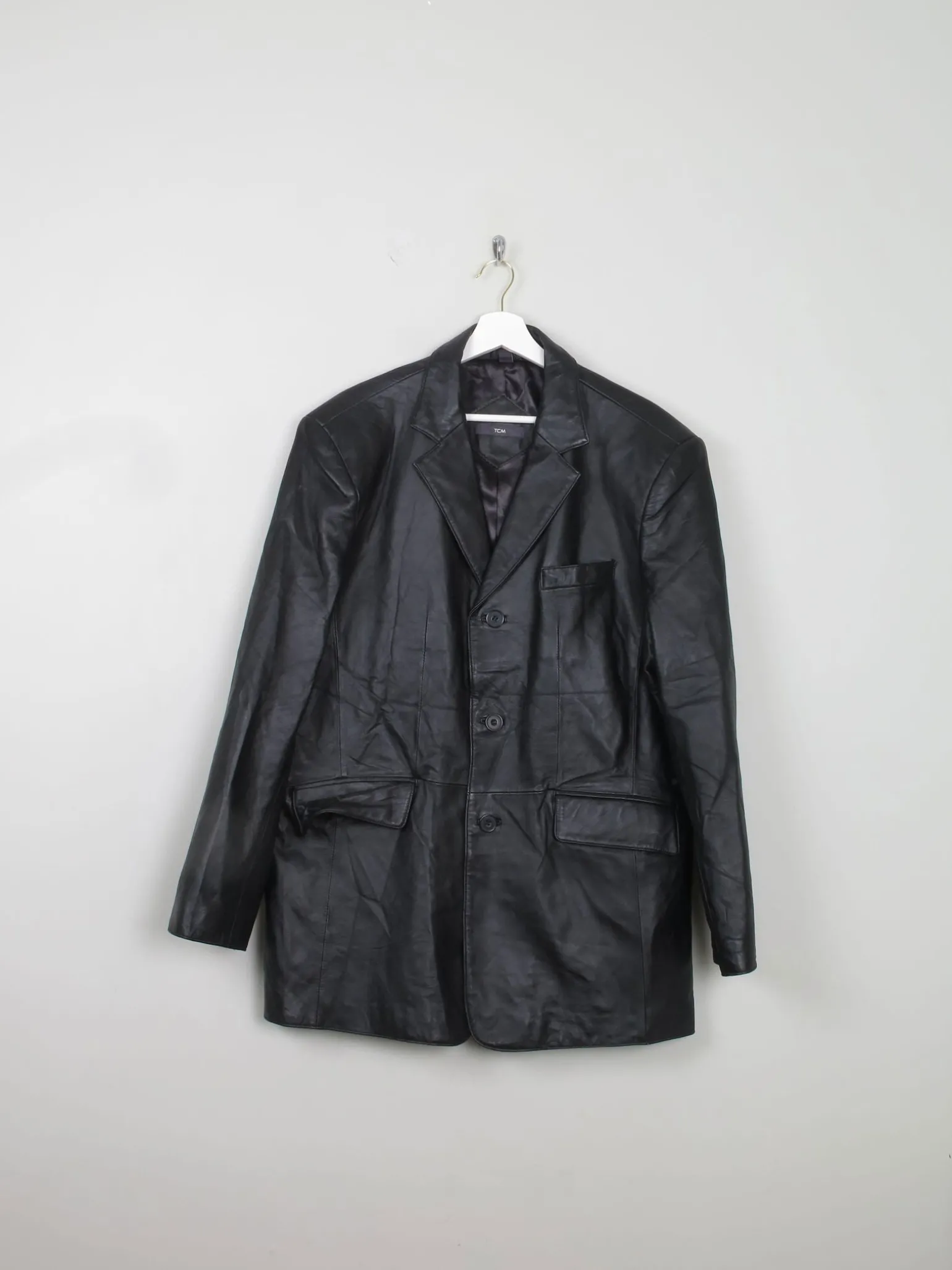 Men's Vintage Black Leather Jacket L