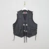 Men's Vintage Black Leather Western Waistcoat L
