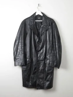 Men's Vintage Black Leather Coat  M