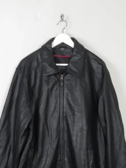 Men's Vintage Black Leather Jacket With Zip L/XL