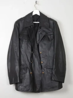 Men's Vintage Black Leather German Police Jacket M